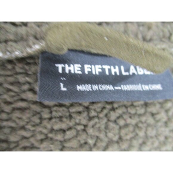 The Fifth Label Womens Coat Large Green Moto Fleece Sherpa Zip Up Classic - Picture 5 of 16